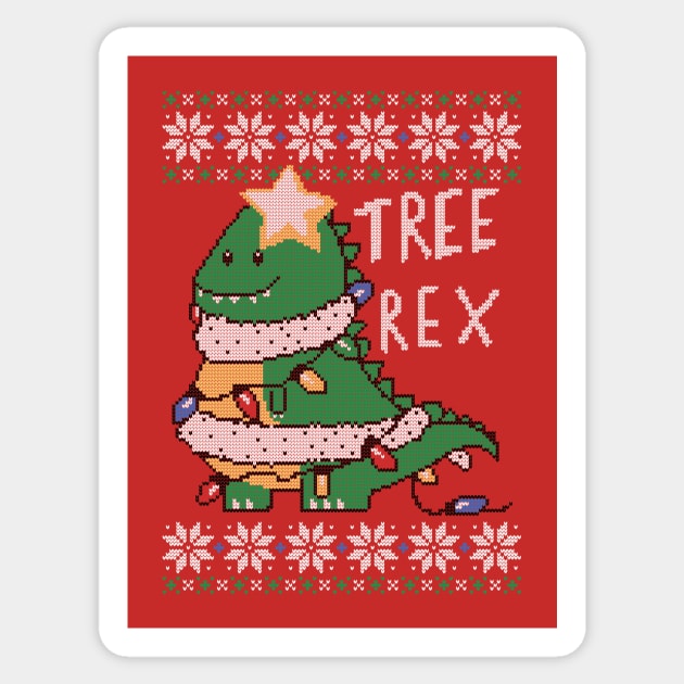 Tree Rex Ugly Sweater Ugly Christmas Sweater Sticker TeePublic